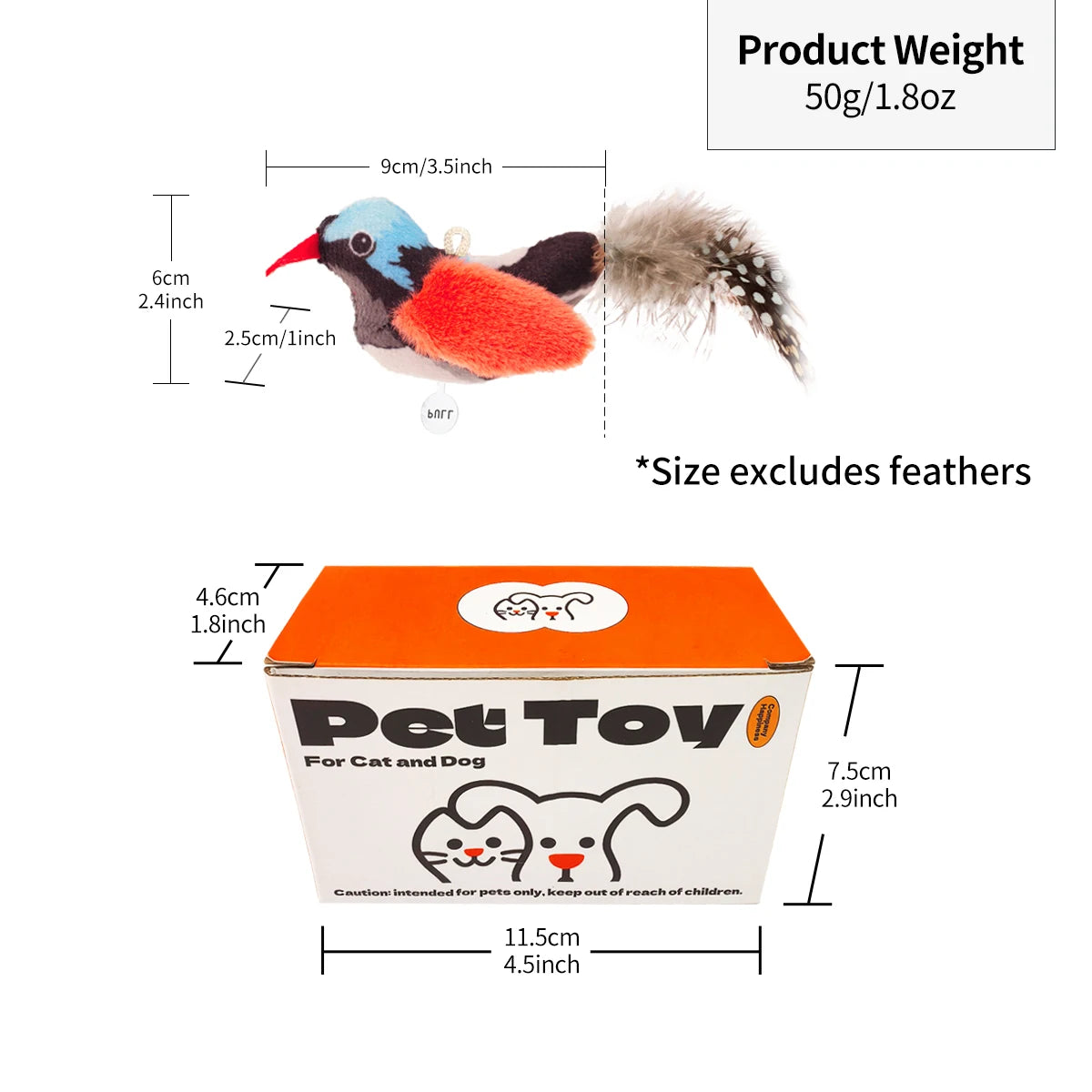 Chirp Bird Cat Toys Feather Cat Toy Bird Cat Toy Realistic Sound Bird Toy for Kittens Interactive Cat Toy Plush Toy for Cats