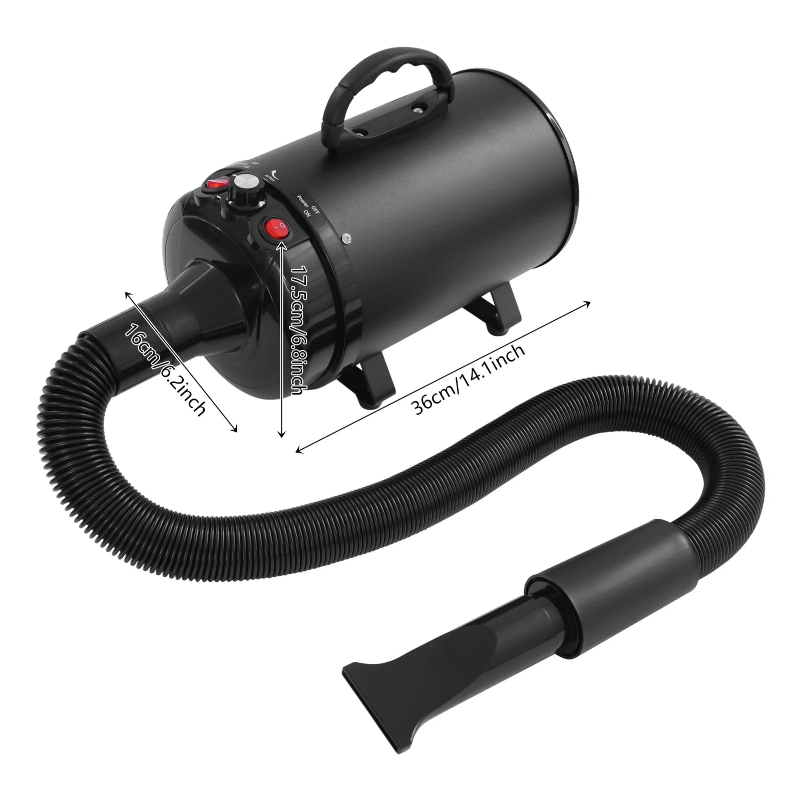 2200W Pet Hair Dryer,Adjustable Wind Speed,Black/Green/Blue/Gray Electric Dog Cat Hair Dryer,Pet Drying Machine with 4 Nozzles