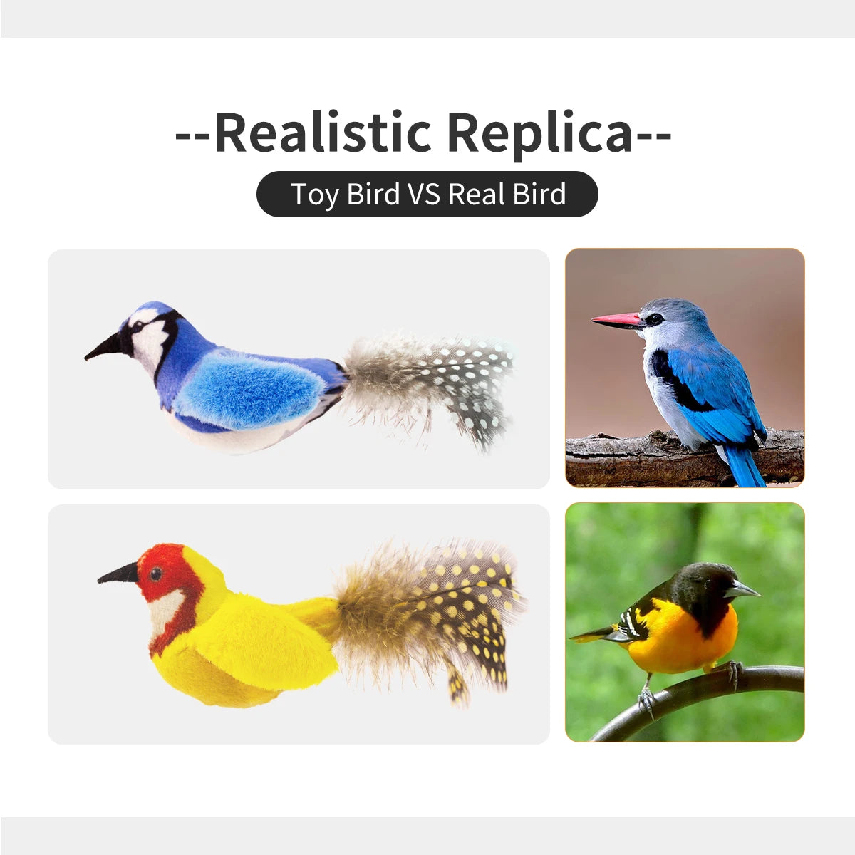 Chirp Bird Cat Toys Feather Cat Toy Bird Cat Toy Realistic Sound Bird Toy for Kittens Interactive Cat Toy Plush Toy for Cats