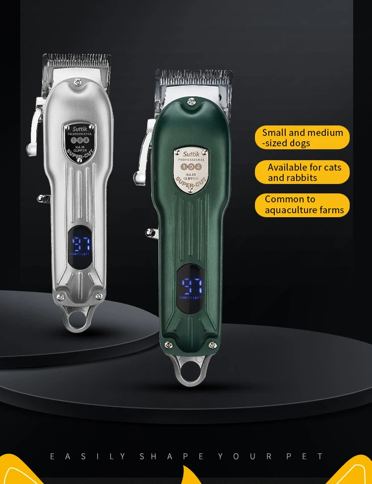 Professional Dog Hair Clipper All Metal Rechargeable Pet Trimmer Cat Shaver Cutting Machine Puppy Grooming Haircut Low Noice