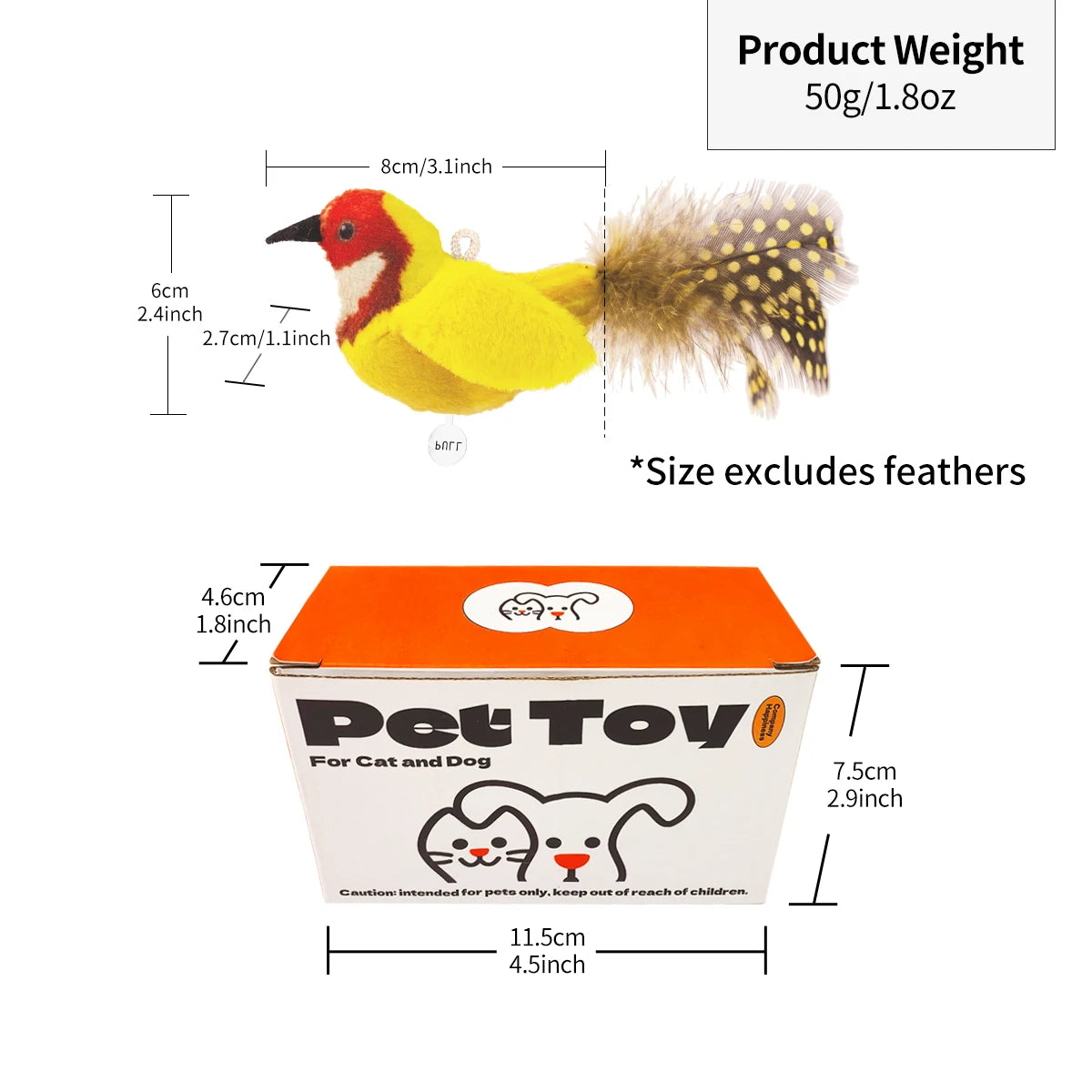 Chirp Bird Cat Toys Feather Cat Toy Bird Cat Toy Realistic Sound Bird Toy for Kittens Interactive Cat Toy Plush Toy for Cats