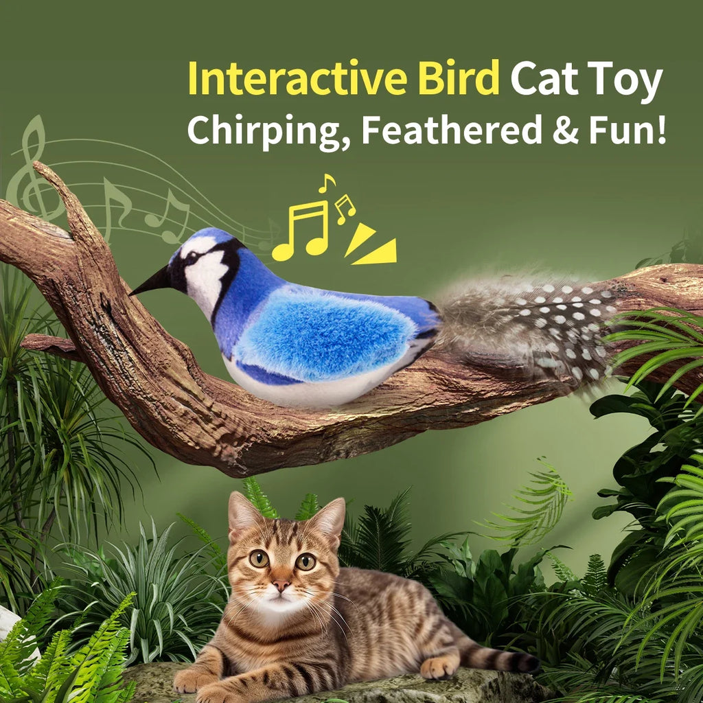 Chirp Bird Cat Toys Feather Cat Toy Bird Cat Toy Realistic Sound Bird Toy for Kittens Interactive Cat Toy Plush Toy for Cats
