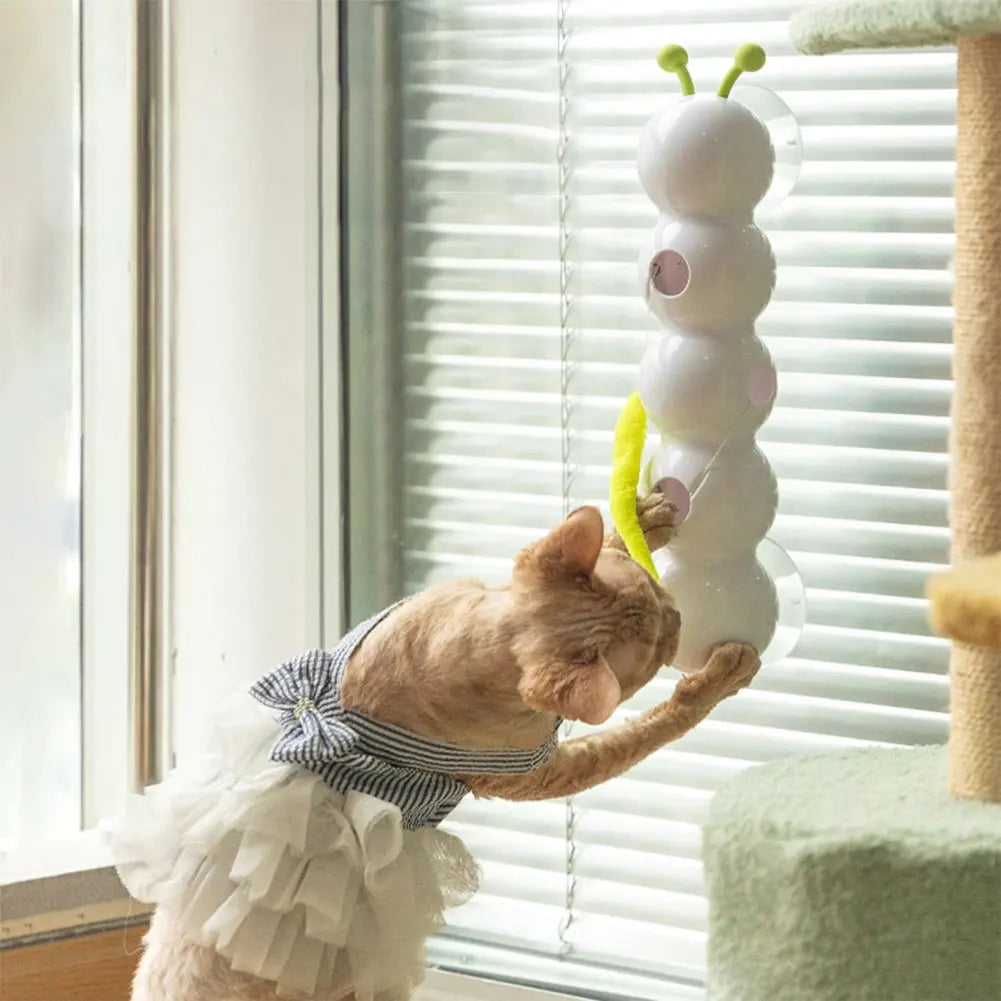 Caterpillar Interactive Cat Toy Motion Activated Teasing Cat Toy Rechargeable Kitten Toy with Tail for Bored Indoor Cats