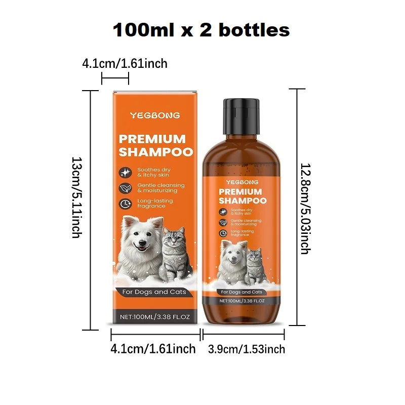 100ml Natural Ingredients Safe Efficent Formula Pet Shampoo for Dogs & Cats, Removes Odor & Itch Tangle, Flea & Insect Repellent