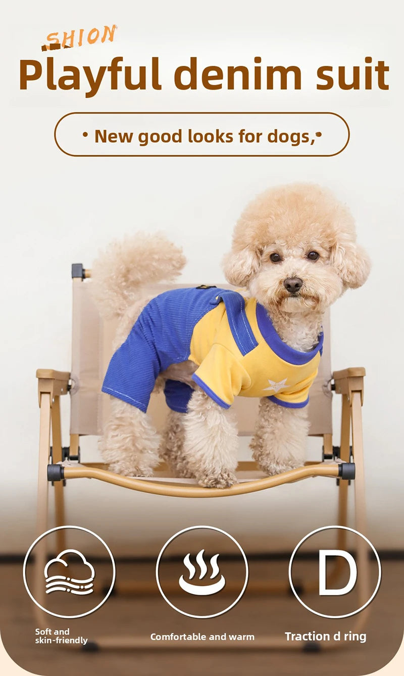 Dog Jumpsuit Hoodies Rompers Soft Cotton Puppy Onesie & Dog Overalls for Small Medium Dogs Spring Clothes Pet Coat Outfit
