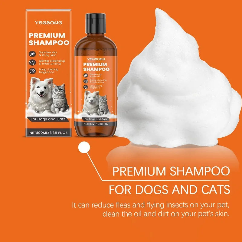 100ml Natural Ingredients Safe Efficent Formula Pet Shampoo for Dogs & Cats, Removes Odor & Itch Tangle, Flea & Insect Repellent