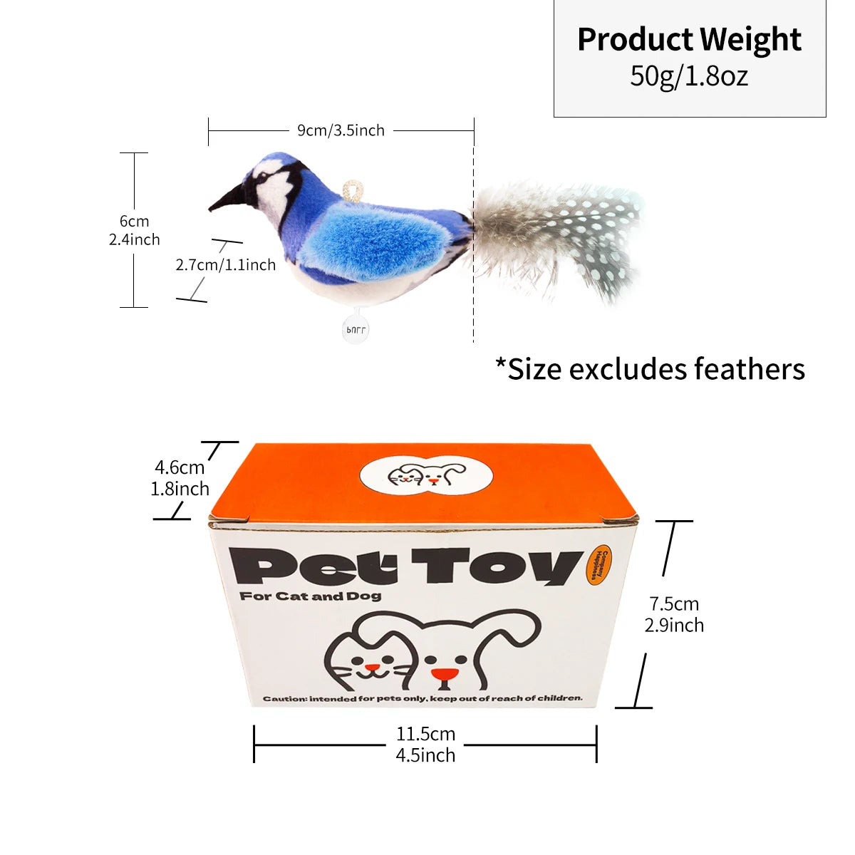 Chirp Bird Cat Toys Feather Cat Toy Bird Cat Toy Realistic Sound Bird Toy for Kittens Interactive Cat Toy Plush Toy for Cats
