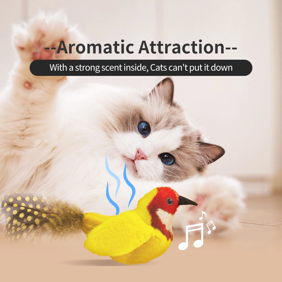 Chirp Bird Cat Toys Feather Cat Toy Bird Cat Toy Realistic Sound Bird Toy for Kittens Interactive Cat Toy Plush Toy for Cats