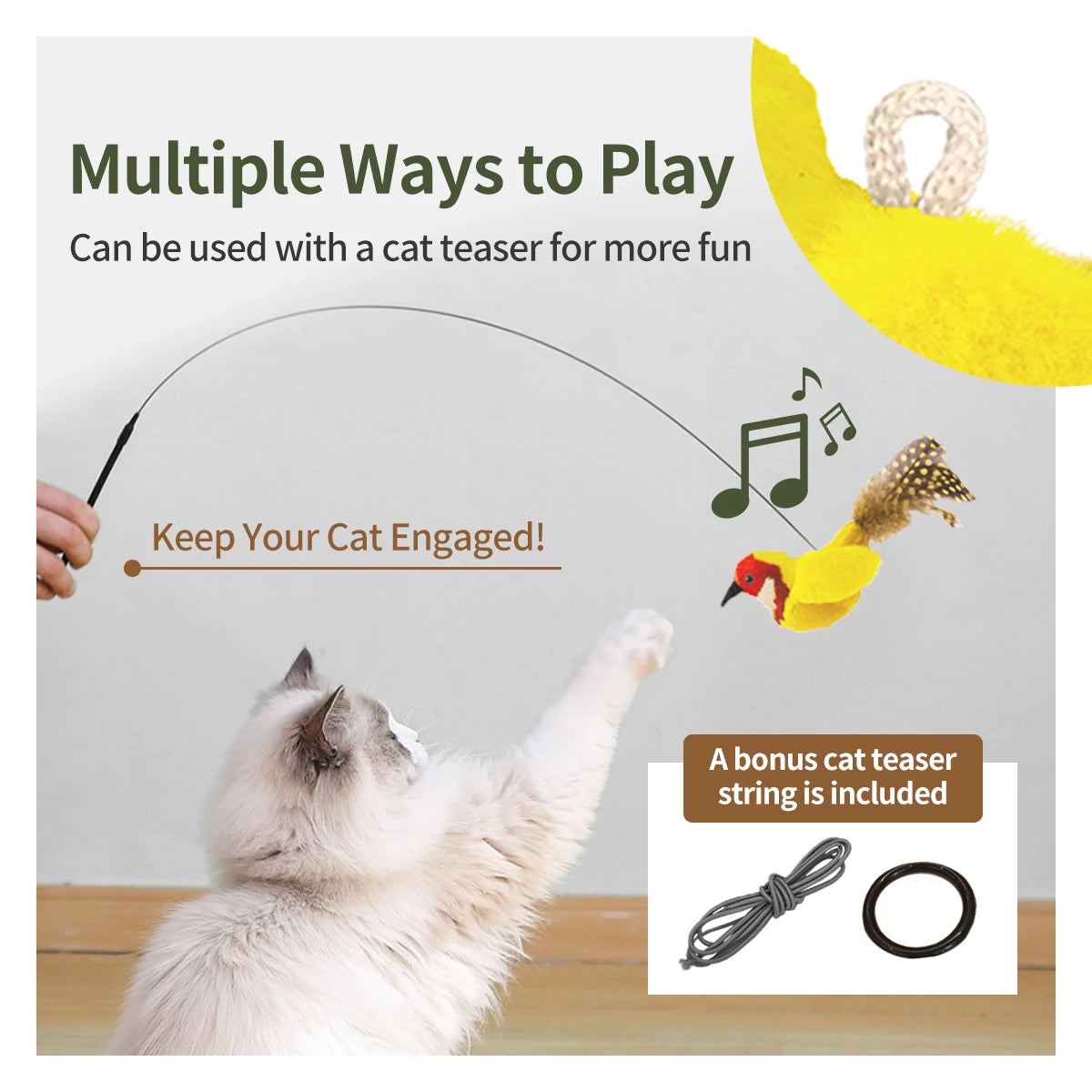 Chirp Bird Cat Toys Feather Cat Toy Bird Cat Toy Realistic Sound Bird Toy for Kittens Interactive Cat Toy Plush Toy for Cats