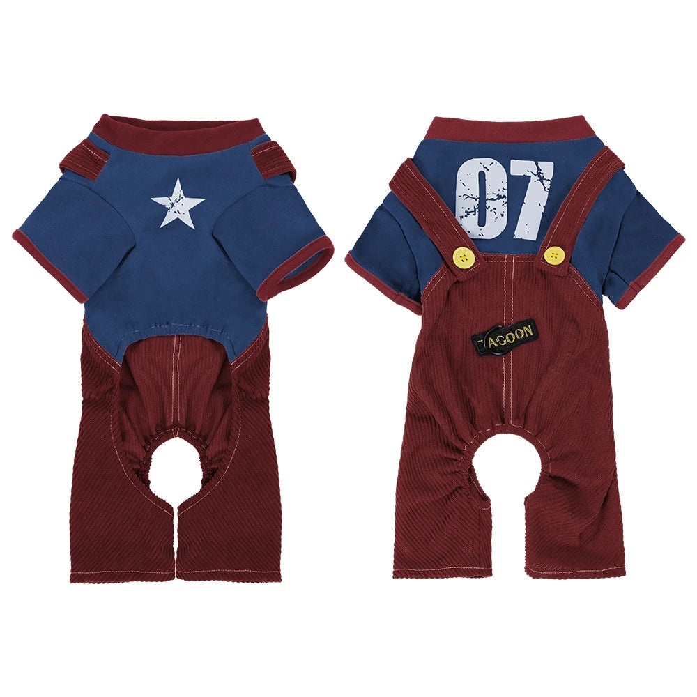 Dog Jumpsuit Hoodies Rompers Soft Cotton Puppy Onesie & Dog Overalls for Small Medium Dogs Spring Clothes Pet Coat Outfit