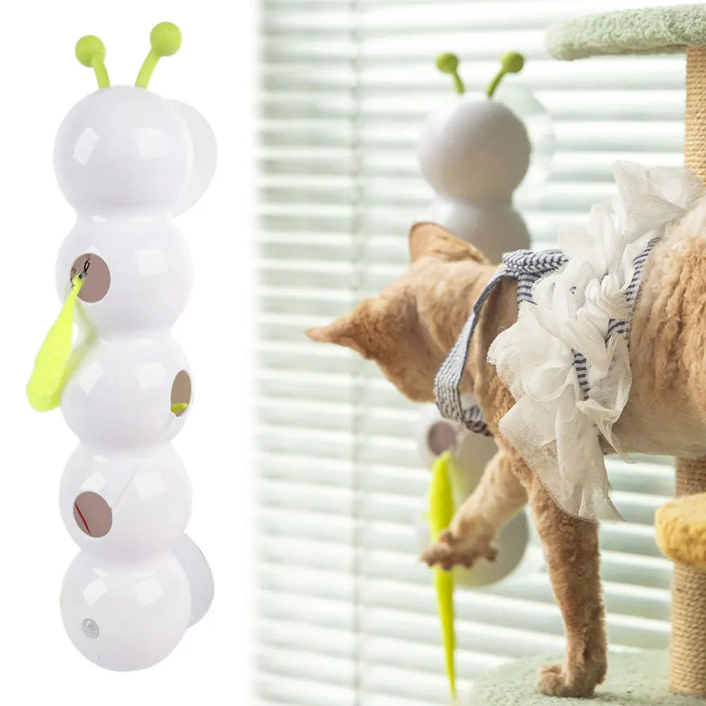 Caterpillar Interactive Cat Toy Motion Activated Teasing Cat Toy Rechargeable Kitten Toy with Tail for Bored Indoor Cats