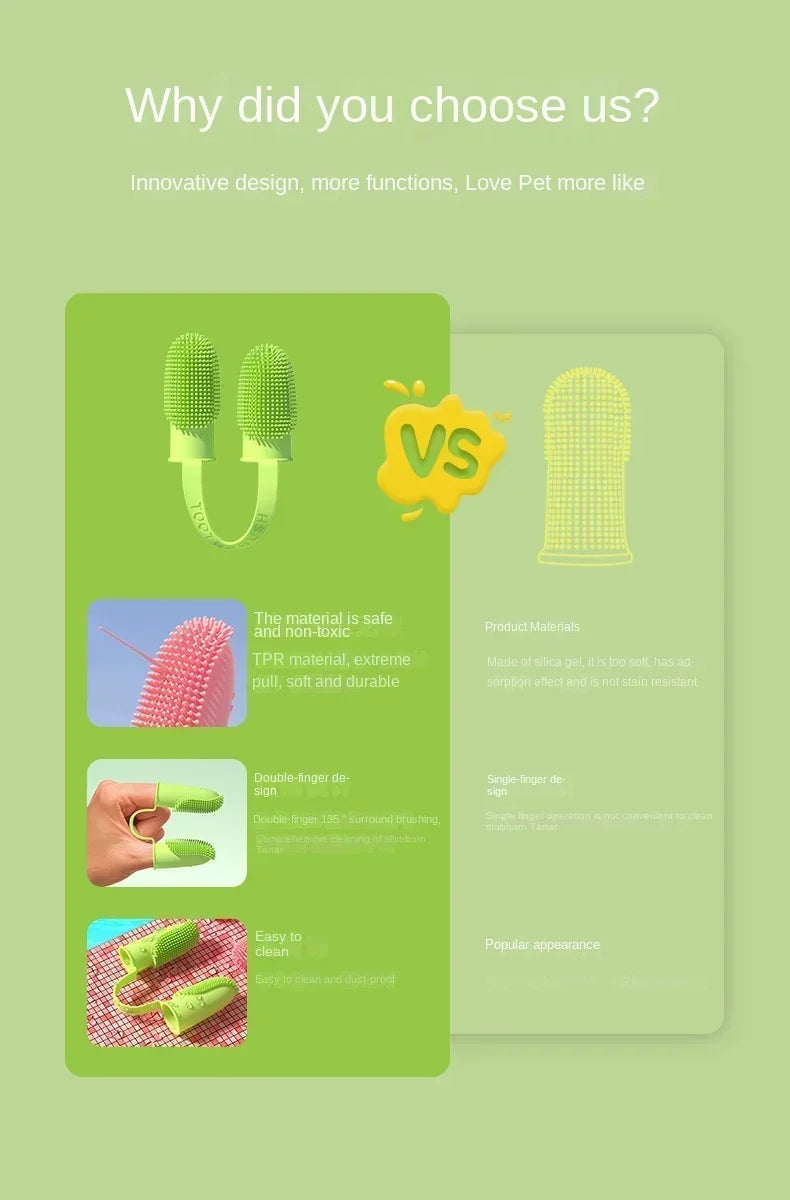 Super Soft Pet Dog Finger Toothbrush Teeth Cleaning Bad Breath Care Nontoxic Silicone Tooth Brush Tool Dog Cat Cleaning Supplies