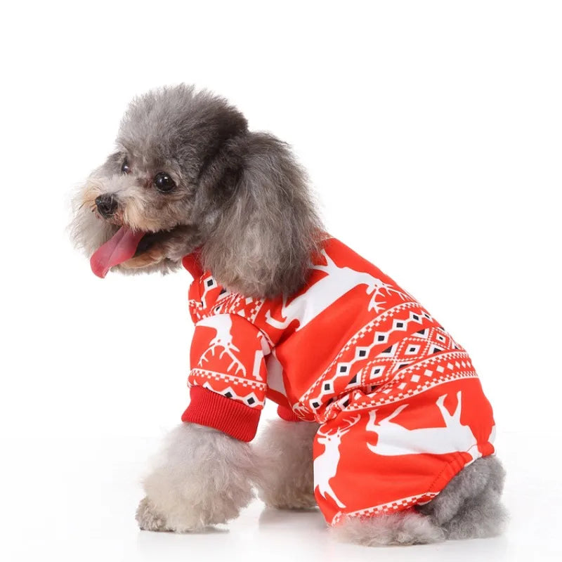 Christmas Pet Costume Reindeer Santa Snowman Dog Clothes 4 Legs Cute Puppy Outfit Festive Xmas Apparel for Small Medium Dogs