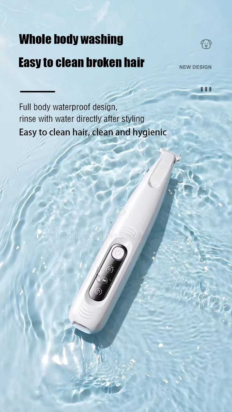 New Dog Paw Trimmer with LED Light Fully Waterproof Pet Hair Trimmer with LED Display Dog Clippers for Grooming 18mm Widen Blade
