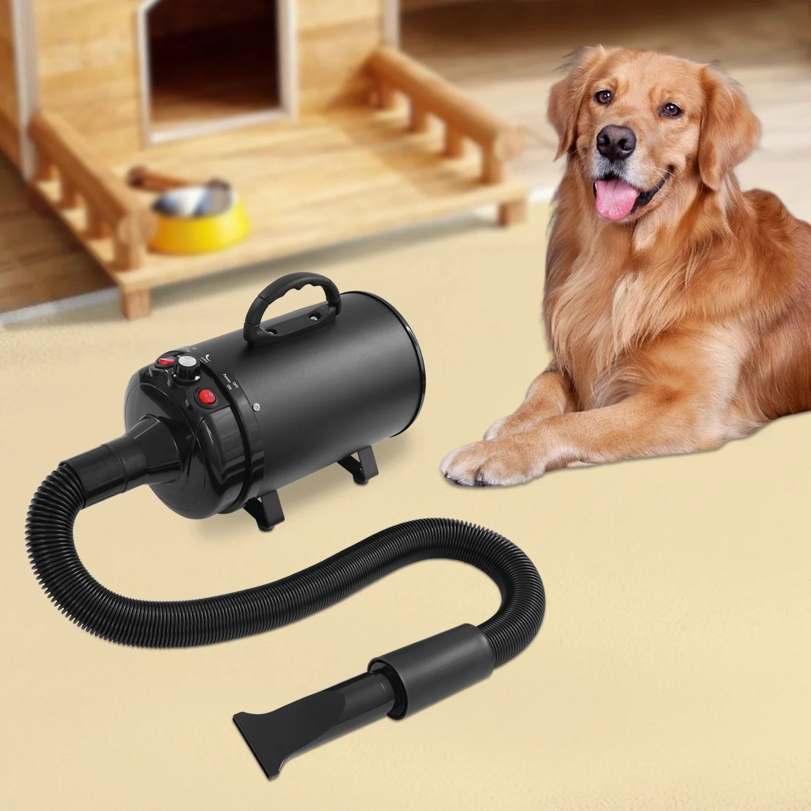 2200W Pet Hair Dryer,Adjustable Wind Speed,Black/Green/Blue/Gray Electric Dog Cat Hair Dryer,Pet Drying Machine with 4 Nozzles