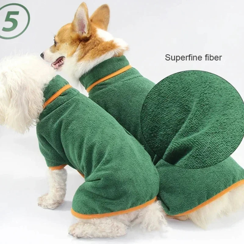 1pc Pet Bathrobe Fast Drying Towel Microfiber Absorbent Soft Bath Robe Adjustable Towel Grooming Coat for Small Medium Large Dog