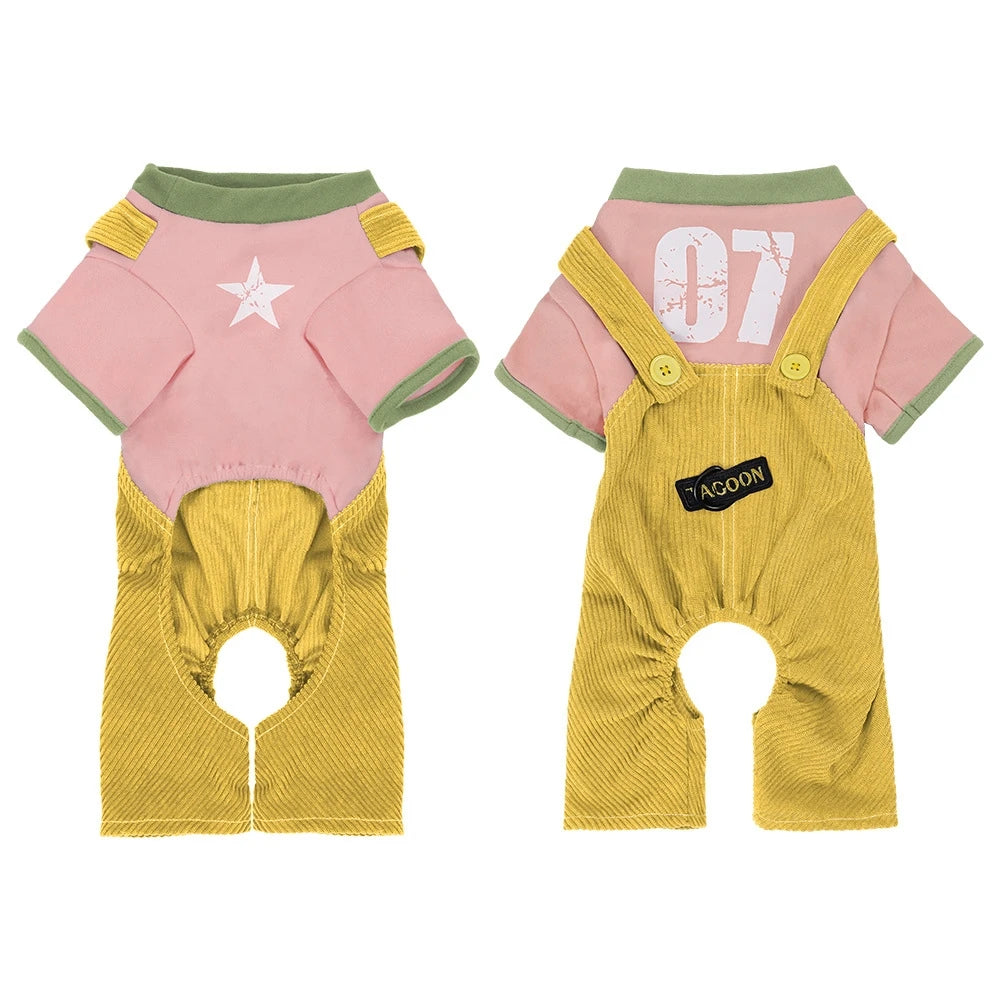 Dog Jumpsuit Hoodies Rompers Soft Cotton Puppy Onesie & Dog Overalls for Small Medium Dogs Spring Clothes Pet Coat Outfit