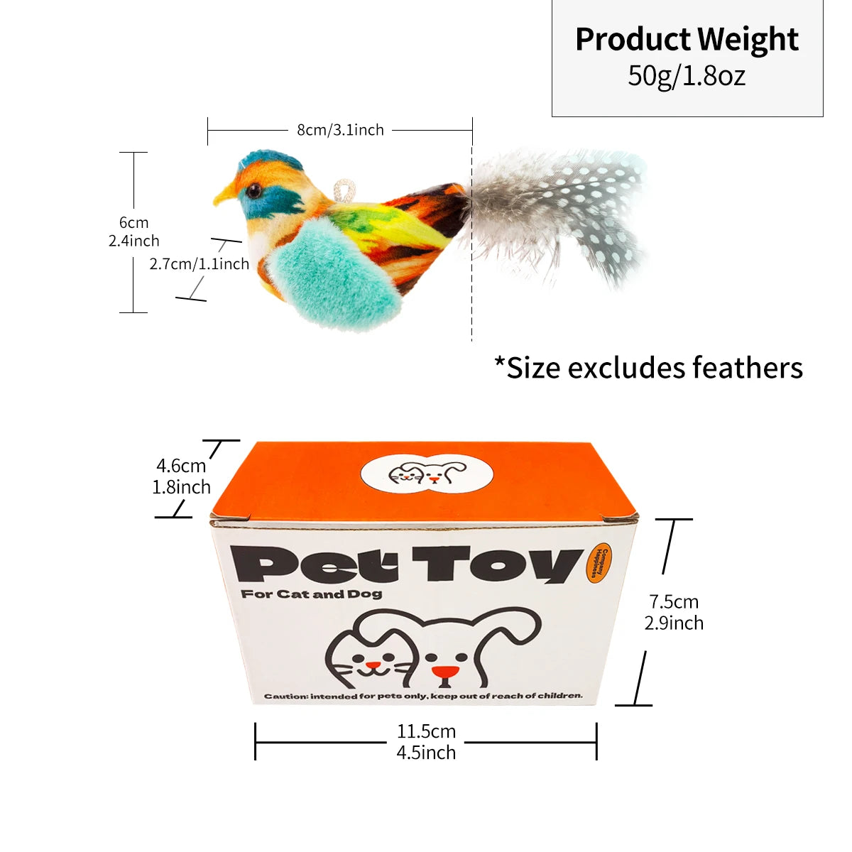 Chirp Bird Cat Toys Feather Cat Toy Bird Cat Toy Realistic Sound Bird Toy for Kittens Interactive Cat Toy Plush Toy for Cats