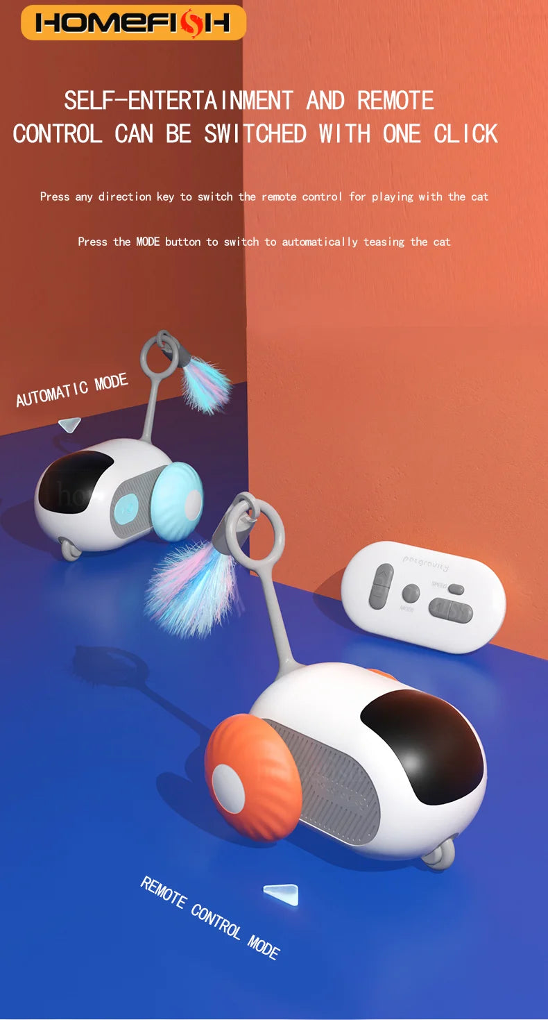Smart Cat Toy 2 Modes Automatic Moving Remote Controlled Toy Car for Cats Dogs Interactive Playing Kitten Training Pet Supplies