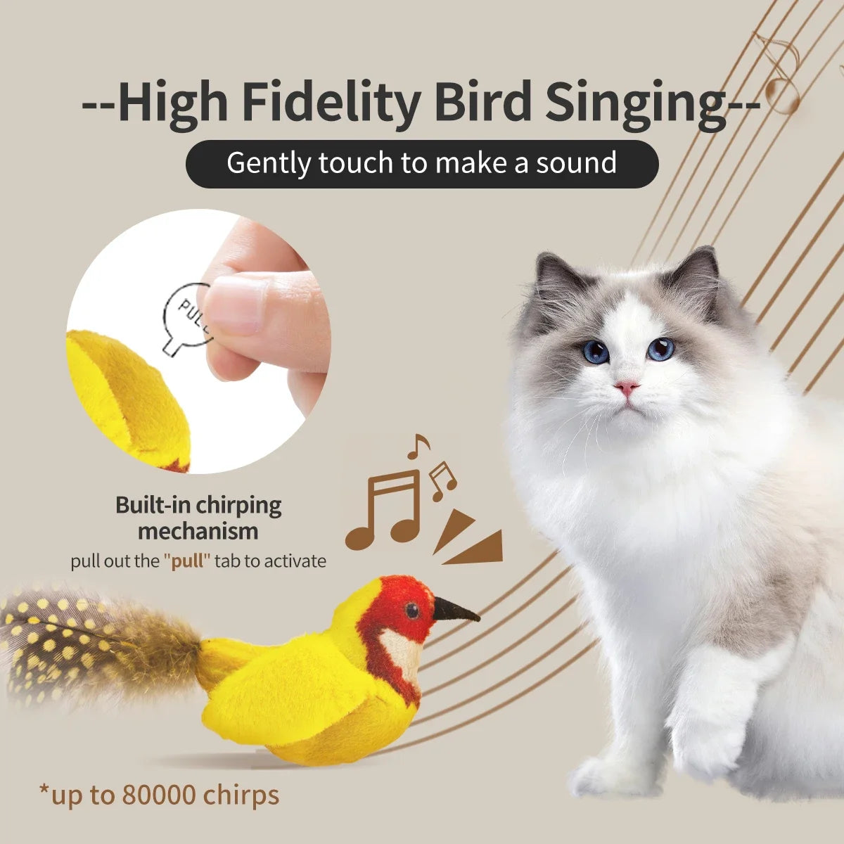 Chirp Bird Cat Toys Feather Cat Toy Bird Cat Toy Realistic Sound Bird Toy for Kittens Interactive Cat Toy Plush Toy for Cats