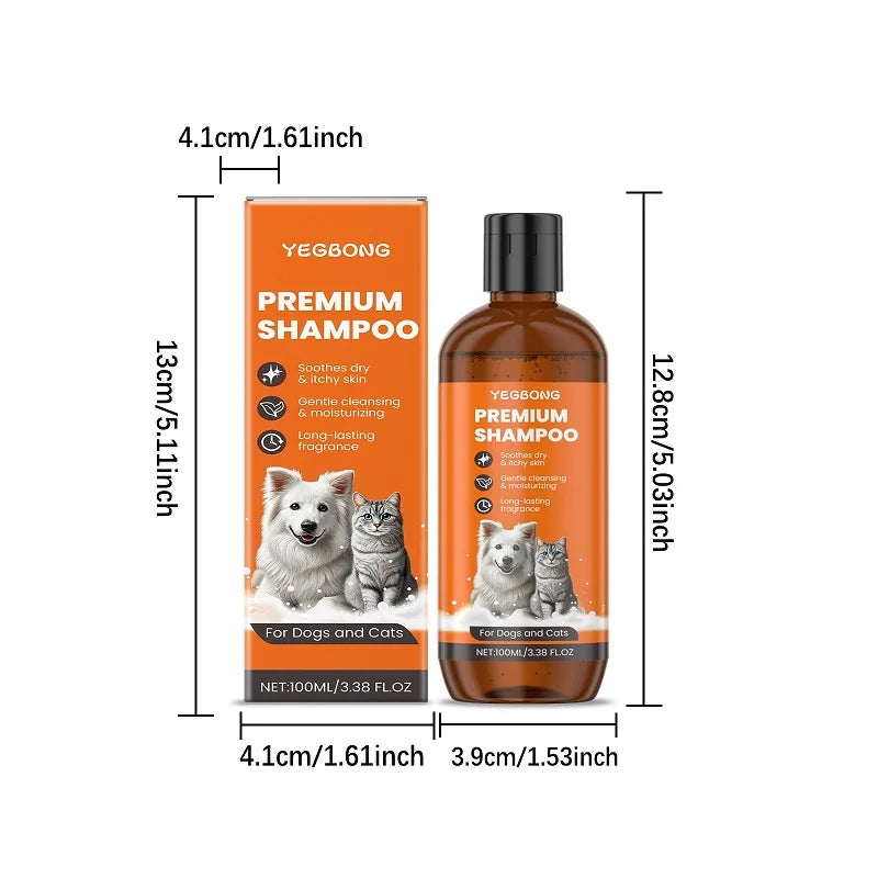 100ml Natural Ingredients Safe Efficent Formula Pet Shampoo for Dogs & Cats, Removes Odor & Itch Tangle, Flea & Insect Repellent