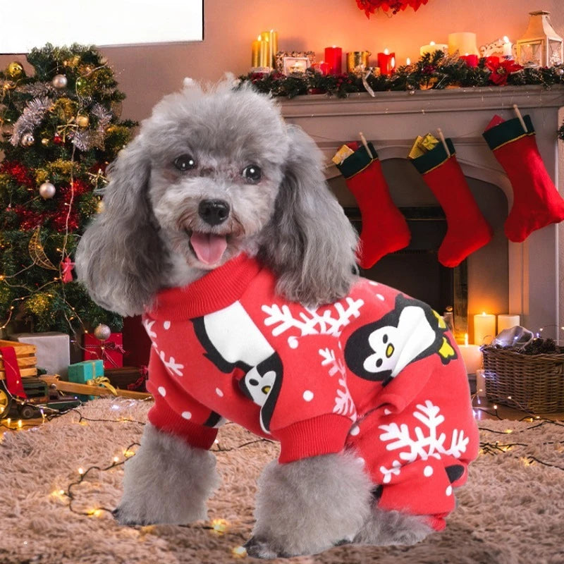 Christmas Pet Costume Reindeer Santa Snowman Dog Clothes 4 Legs Cute Puppy Outfit Festive Xmas Apparel for Small Medium Dogs