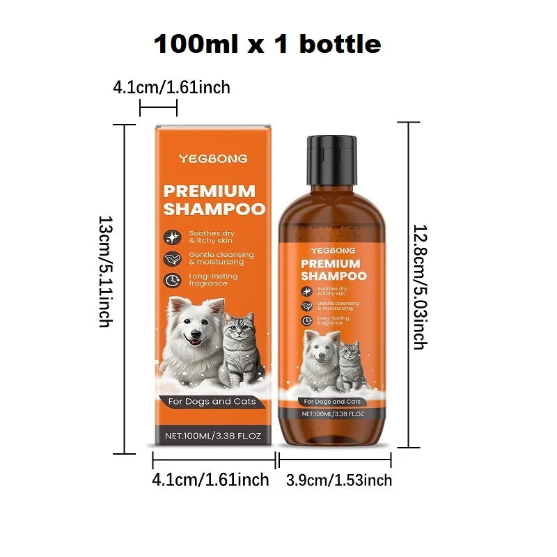100ml Natural Ingredients Safe Efficent Formula Pet Shampoo for Dogs & Cats, Removes Odor & Itch Tangle, Flea & Insect Repellent