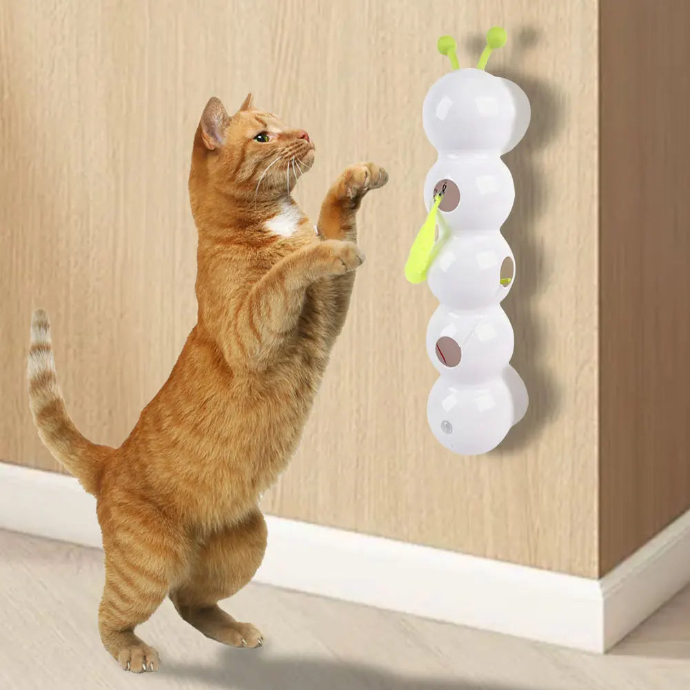 Caterpillar Interactive Cat Toy Motion Activated Teasing Cat Toy Rechargeable Kitten Toy with Tail for Bored Indoor Cats