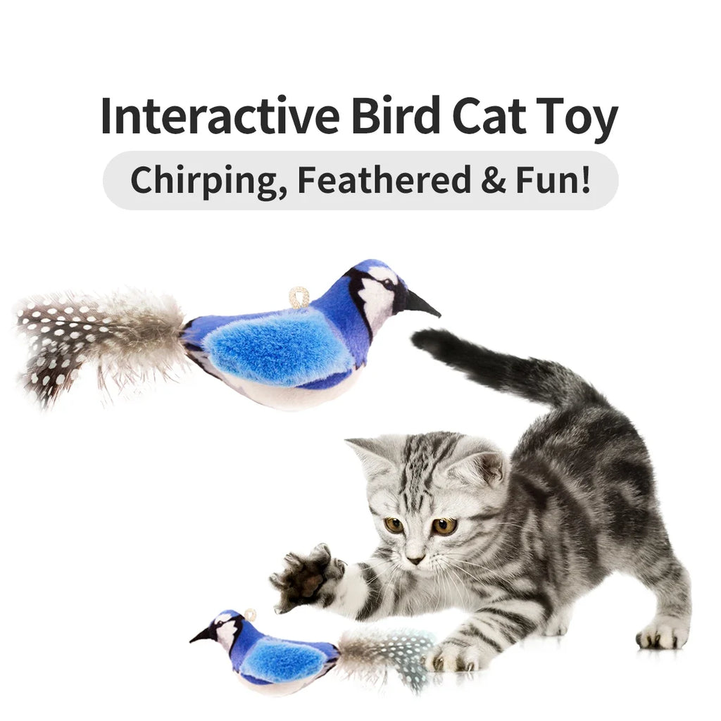 Chirp Bird Cat Toys Feather Cat Toy Bird Cat Toy Realistic Sound Bird Toy for Kittens Interactive Cat Toy Plush Toy for Cats