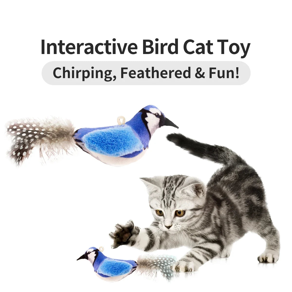 Chirp Bird Cat Toys Feather Cat Toy Bird Cat Toy Realistic Sound Bird Toy for Kittens Interactive Cat Toy Plush Toy for Cats