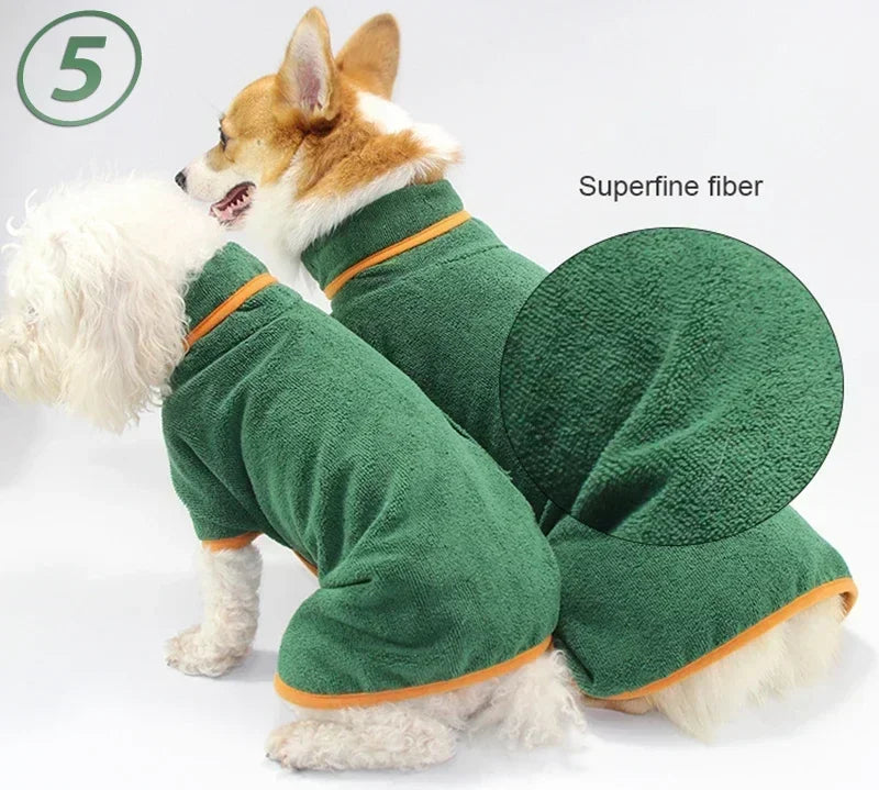 1pc Pet Bathrobe Fast Drying Towel Microfiber Absorbent Soft Bath Robe Adjustable Towel Grooming Coat for Small Medium Large Dog
