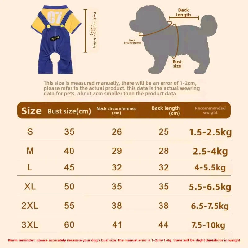 Dog Jumpsuit Hoodies Rompers Soft Cotton Puppy Onesie & Dog Overalls for Small Medium Dogs Spring Clothes Pet Coat Outfit