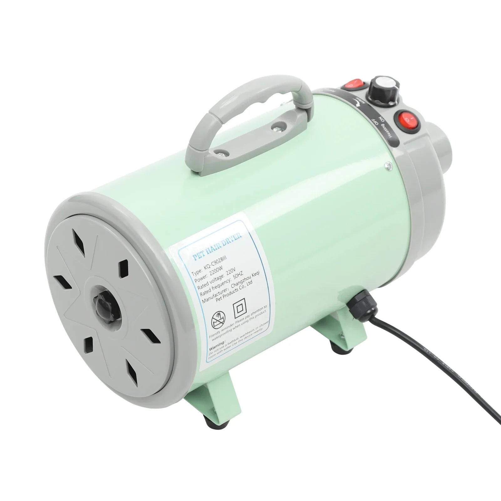 2200W Pet Hair Dryer,Adjustable Wind Speed,Black/Green/Blue/Gray Electric Dog Cat Hair Dryer,Pet Drying Machine with 4 Nozzles