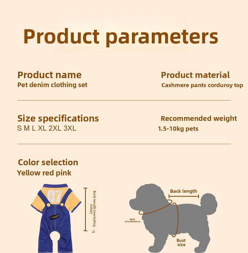 Dog Jumpsuit Hoodies Rompers Soft Cotton Puppy Onesie & Dog Overalls for Small Medium Dogs Spring Clothes Pet Coat Outfit