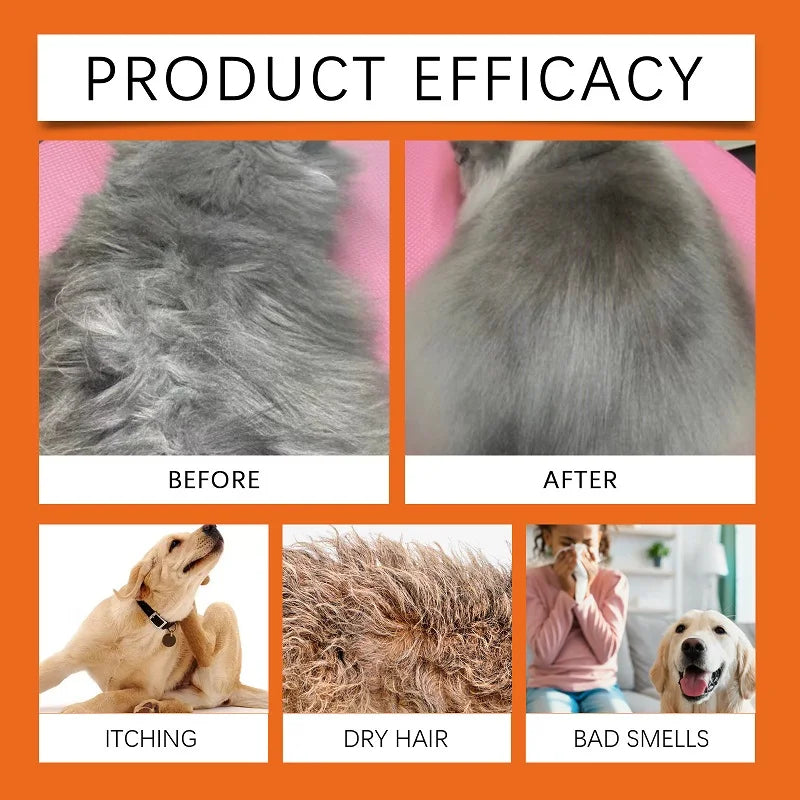 100ml Natural Ingredients Safe Efficent Formula Pet Shampoo for Dogs & Cats, Removes Odor & Itch Tangle, Flea & Insect Repellent
