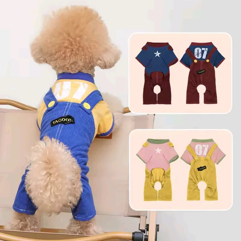 Dog Jumpsuit Hoodies Rompers Soft Cotton Puppy Onesie & Dog Overalls for Small Medium Dogs Spring Clothes Pet Coat Outfit