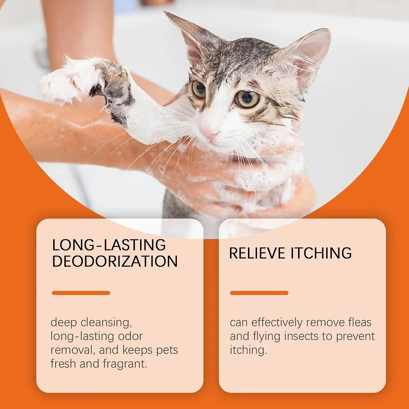 100ml Natural Ingredients Safe Efficent Formula Pet Shampoo for Dogs & Cats, Removes Odor & Itch Tangle, Flea & Insect Repellent