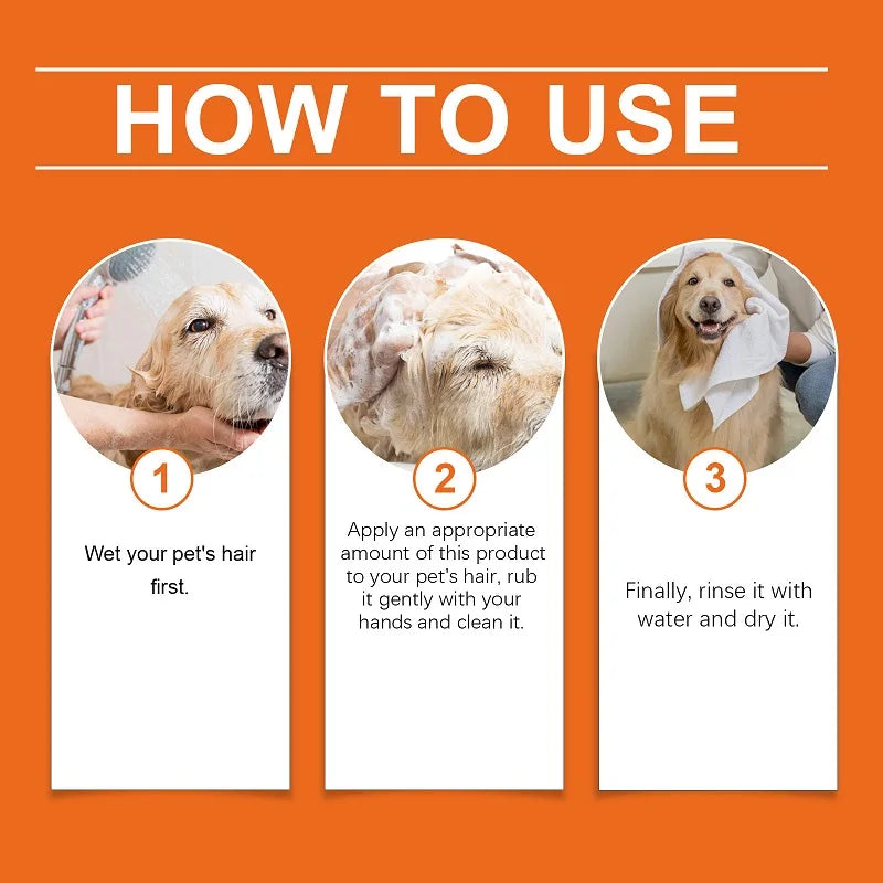 100ml Natural Ingredients Safe Efficent Formula Pet Shampoo for Dogs & Cats, Removes Odor & Itch Tangle, Flea & Insect Repellent