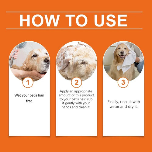 100ml Natural Ingredients Safe Efficent Formula Pet Shampoo for Dogs & Cats, Removes Odor & Itch Tangle, Flea & Insect Repellent