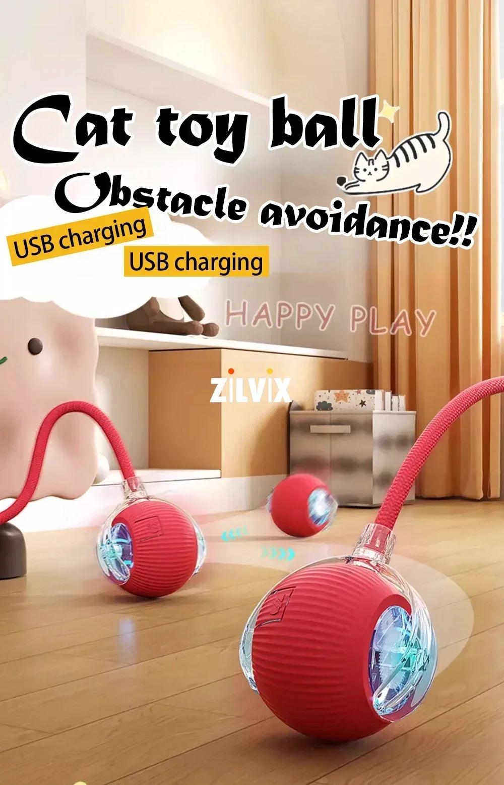 Automatic Rolling Ball Interactive Ball Cat Toys Pet Supplies Electric Dog Training Cat Teaser simulated Rat Rechargeable